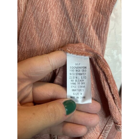 Easel Delaware Button Down Mineral Washed Long Tunic Pink Rose NWT Sz M - Picture 10 of 10
